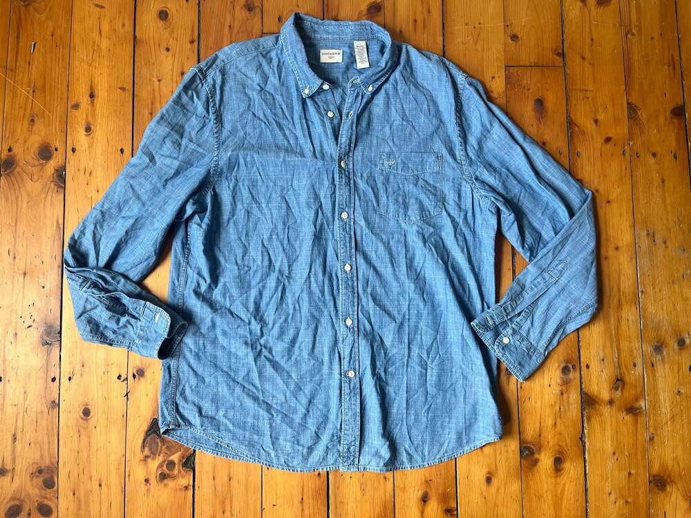 Dockers Men's Long-Sleeve Chambray Button-Down Shirt XL